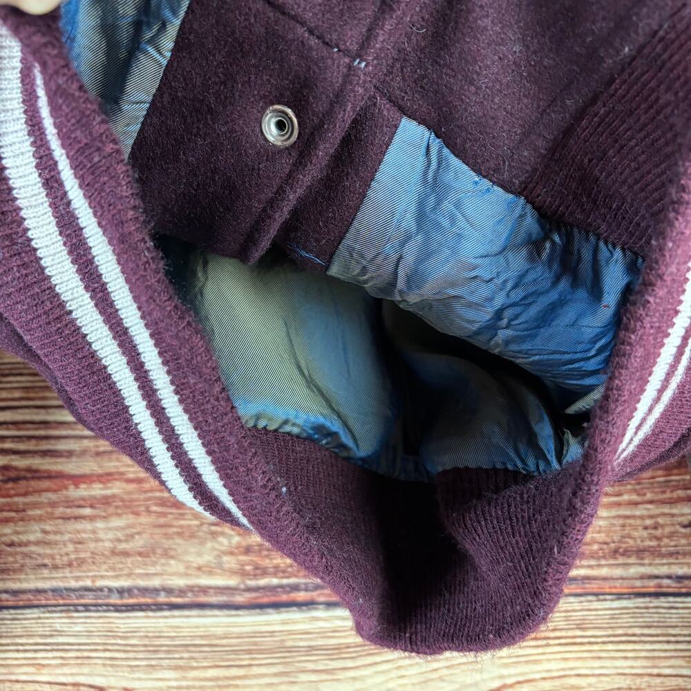 Vintage 1960s Washington University Burgundy & Green Letterman Jacket - Picture 5 of 8